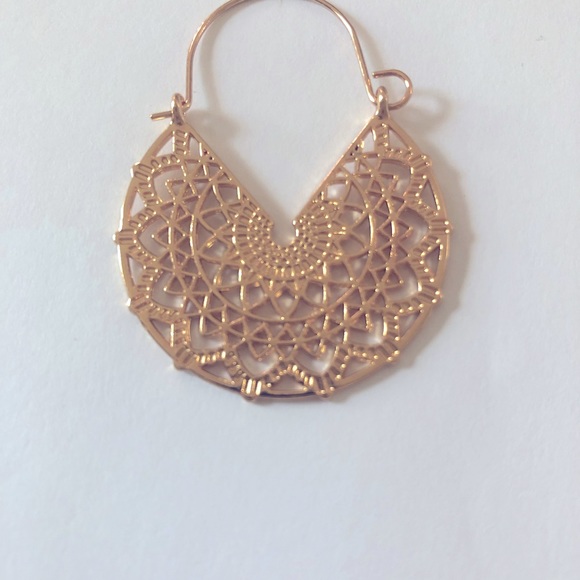 LAST PAIR- Basketweave Gold Hoop Earrings - Picture 4 of 5